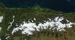 Asturias desde el espacio en enero de 2003